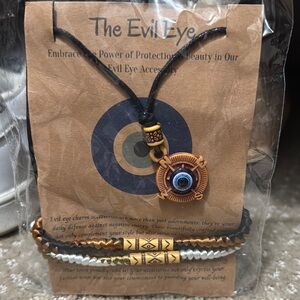 Evil Eye Bracelet and necklace Set with Beads